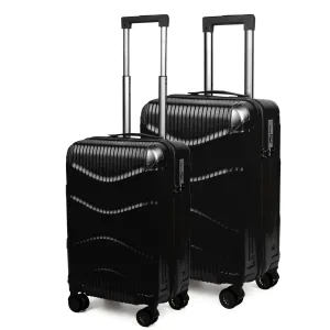 THE CLOWNFISH Combo Of 2 Ballard Series Luggage Abs & Polycarbonate Exterior Suitcases Spinner Eight Wheel Trolley Bags With Tsa Lock-Black (Medium 65 Cm-26 Inch, Small 55 Cm-22 Inch)