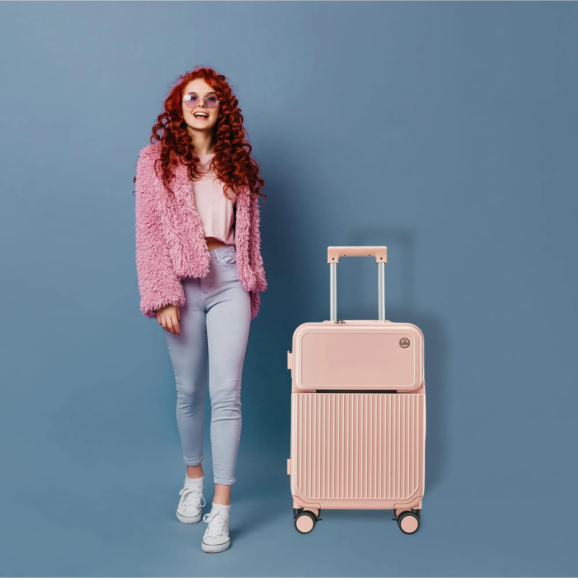 THE CLOWNFISH Polyester Popstar Series Hard Shell Spinner 8 Wheels Trolley Bags For Travel | Suitcase For Travel | Cabin Trolley Bags | Luggage Bags | 36 Litres | Pink,60 Cm,Medium