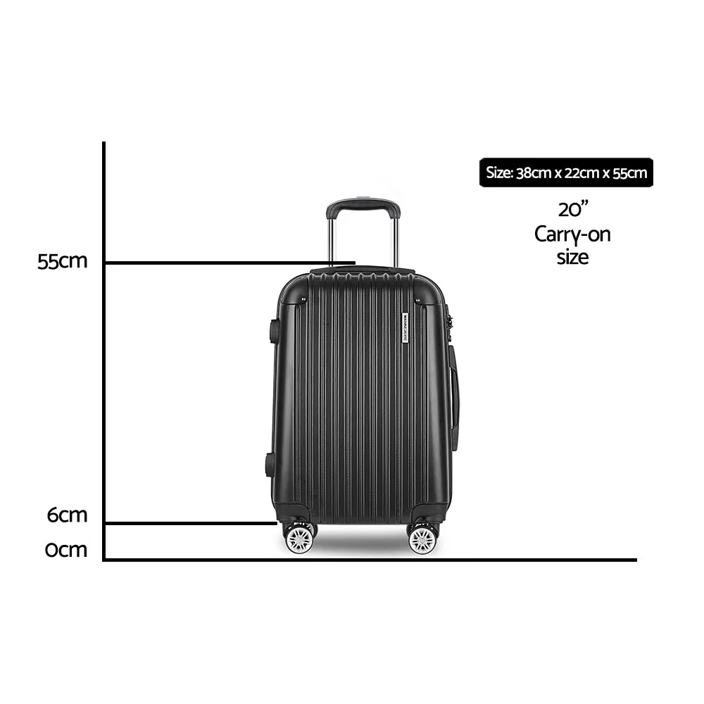 Wanderlite 20" Luggage Trolley Travel Suitcase Set Hard Case Shell Lightweight