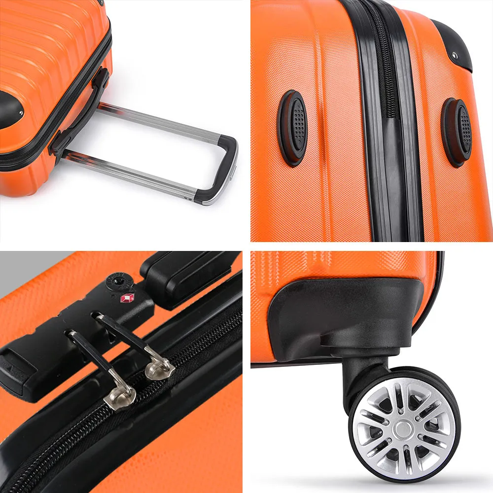 Wanderlite 3pc Luggage Sets Trolley Travel Suitcases TSA Hard Case Orange