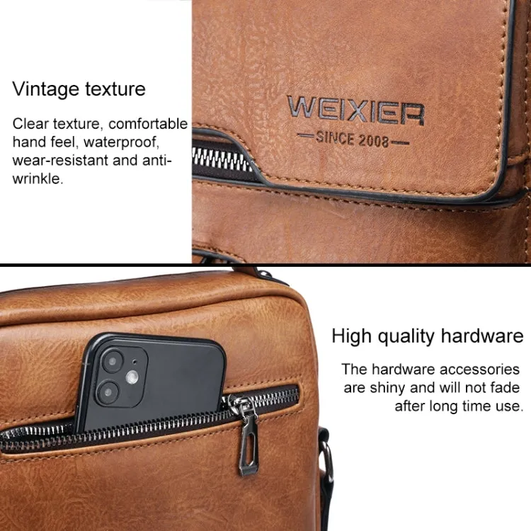 WEIXIER 8642 Men Business Retro PU Leather Handbag Crossbody Bag, Size: 27.5 x 22.5 x 9cm (Black)