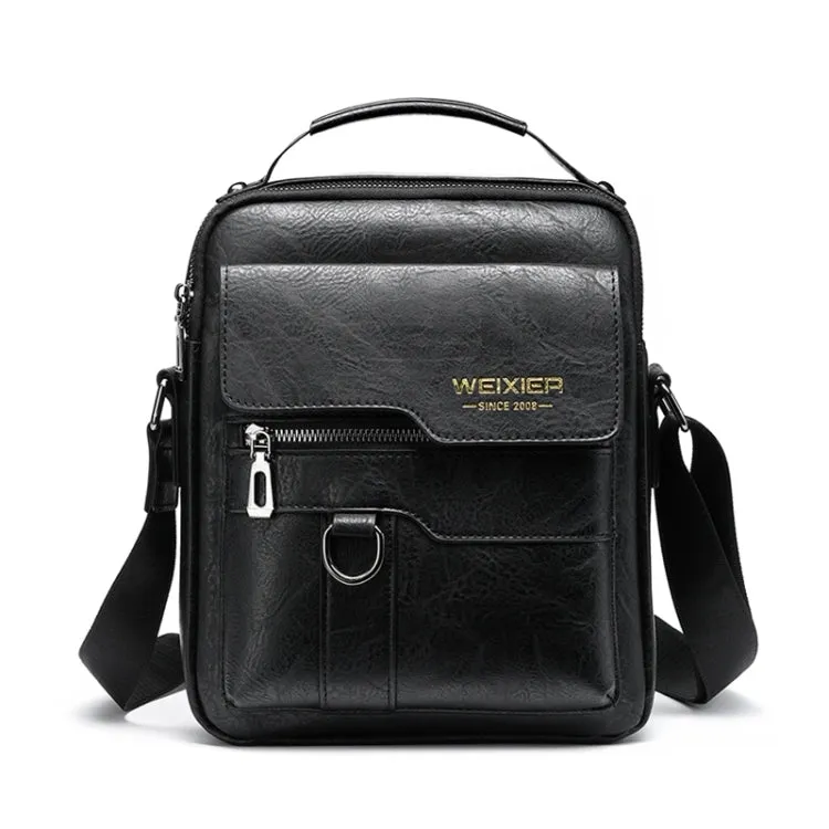 WEIXIER 8642 Men Business Retro PU Leather Handbag Crossbody Bag, Size: 27.5 x 22.5 x 9cm (Black)