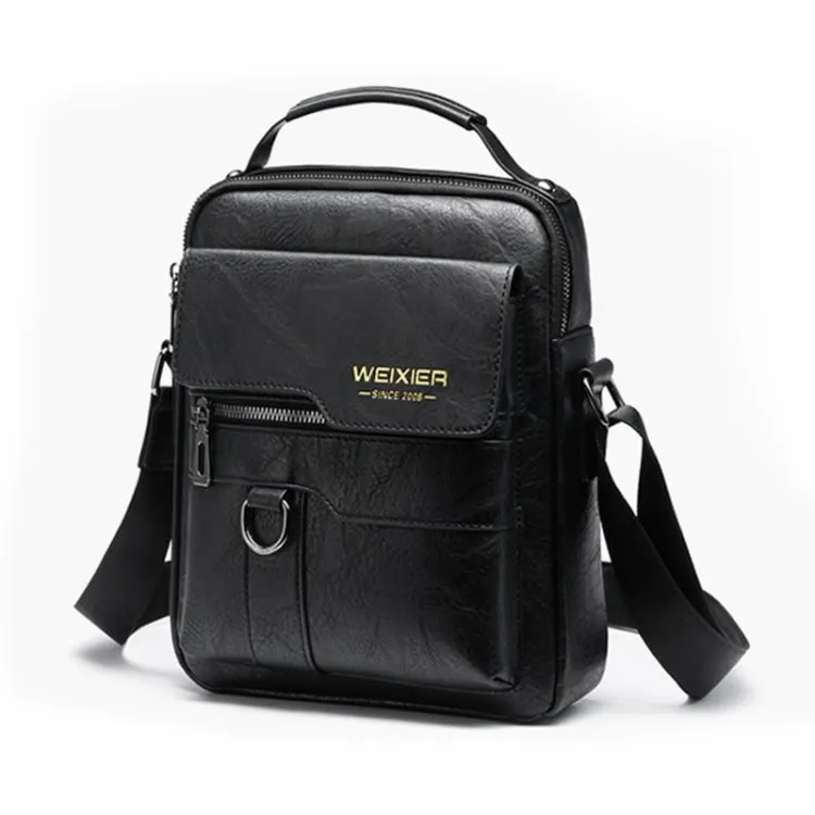 WEIXIER 8642 Men Business Retro PU Leather Handbag Crossbody Bag, Size: 27.5 x 22.5 x 9cm (Black)